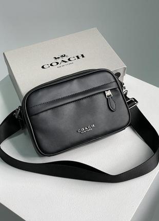 💎 coach academy crossbody signature canvas total black 22 х 15 х 6 см