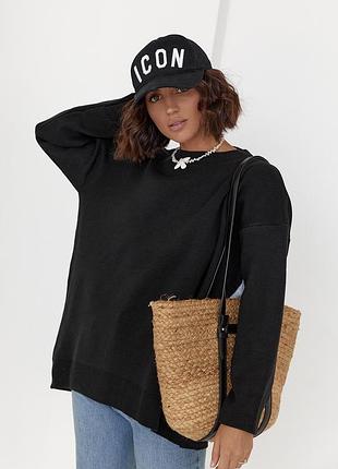 Подовжена жіноча кофта з написом на спині love - чорний цвет, l (є розміри)