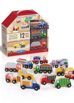Набор грузовиков guidecraft block play к дороге из дерева, 12 шт. (g6718)
