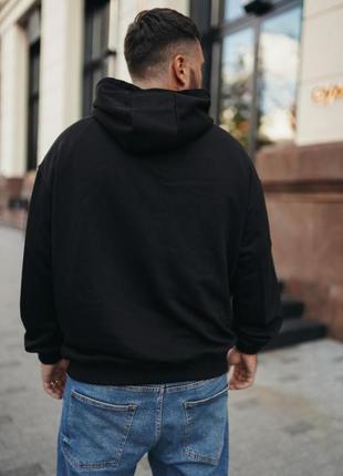 Чоловіче чорне стильне оверсайз худі з трендовим принтом 2