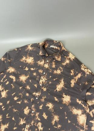 Стильная вываренная верхняя рубашка asos, темно серая, с принтом, асос, овершот, плотная рубашка, плотная, тай дай, оверсайз, oversize3 фото