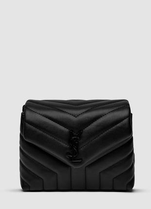Женская сумка saint laurent toy loulou in quilted leather черная 20 х 15 х 5.5 см