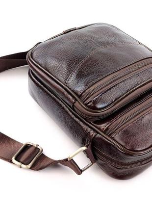 Компактна шкіряна сумка-месенджер чоловіча jz an-204 16,5x21x7-8 коричневий6 фото