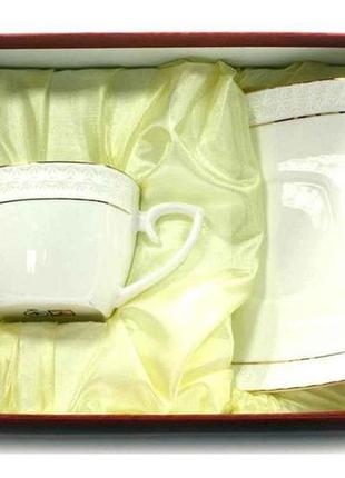 Чашка з блюдцем interos "снігова королева" (чашка квадратна 240 мл.)1 фото