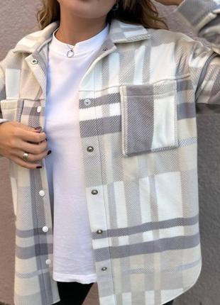 Женская теплая рубашка  в клетку в расцветках рр 42-52