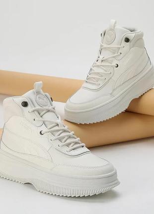 Puma mayra женские хайтопы, ботинки кожаные пума белые.