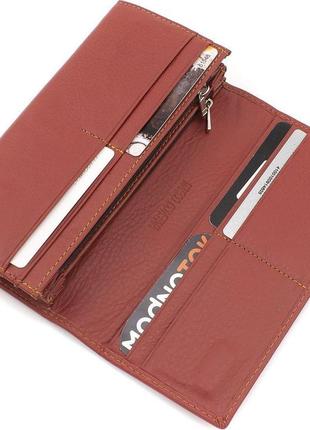 Жіночий гаманець на магнітах шкіряний під багато купюр 18,5х9 marco coverna ma501-1-brown (17505)5 фото