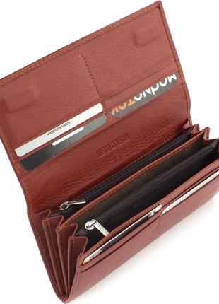 Жіночий гаманець на магнітах шкіряний під багато купюр 18,5х9 marco coverna ma501-1-brown (17505)4 фото