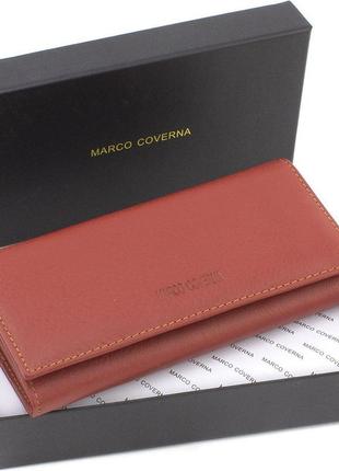 Жіночий гаманець на магнітах шкіряний під багато купюр 18,5х9 marco coverna ma501-1-brown (17505)