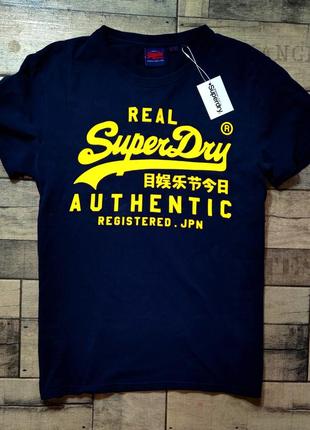 Чоловіча бавовняна модна вінтажна футболка superdry в синьому кольорі розмір xl