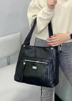 Жіноча стильна та якісна сумка з еко шкіри 3 кольора2 фото