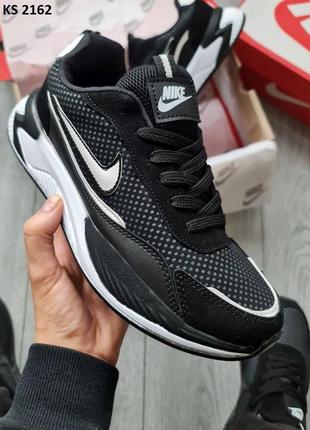 Кросівки чоловічі осінь/весна nike air (чорно/білі) термотекстиль