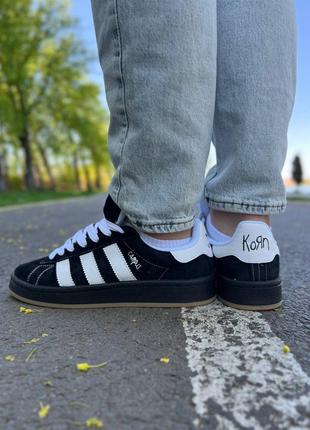 Женские кроссовки adidas campus x korn black white8 фото