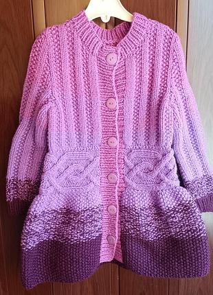 Вязаный кардинан для девочки 5-6 лет