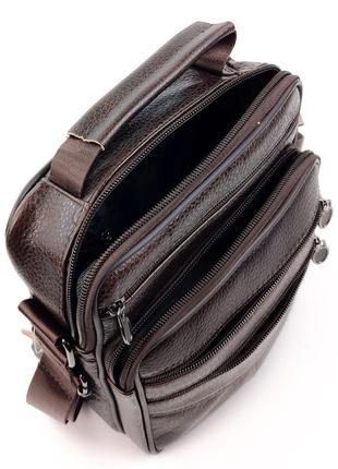 Шкіряна сумка-месенджер чоловіча з ручкою для долоні jz an-901-1 18x23x7-9 коричневий3 фото