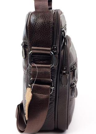 Шкіряна сумка-месенджер чоловіча з ручкою для долоні jz an-901-1 18x23x7-9 коричневий8 фото
