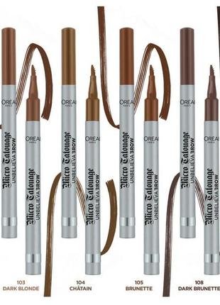 Фломастер маркер для бровей loreal paris unbelieva brow micro tatouage 104...