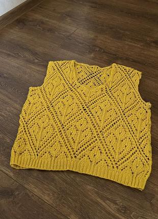 Майка италия жилетка стильная кружевная вязаная топ