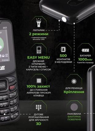 Мобільний телефон 2e e180 2023 black (688130251044)
