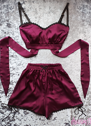 Шелковый комплект, пижама из шелка армани, coquette y2k vintage lolita style