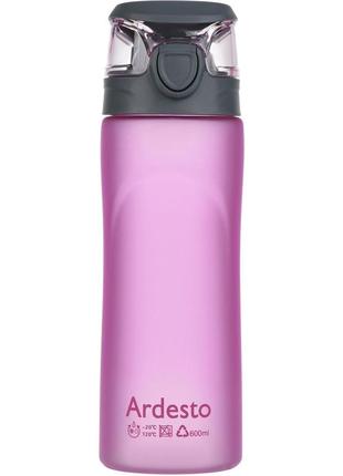 Ardesto пляшка для води 600 мл, рожева, пластик