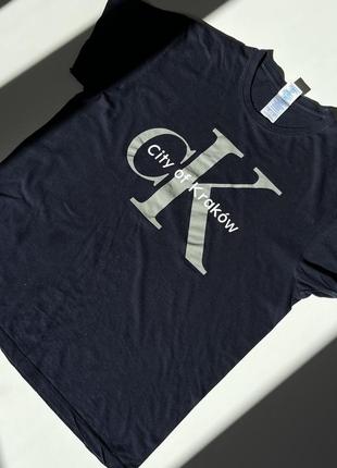 Футболка, ck , темно-синя футболка