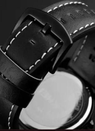 Чоловічий класичний наручний годинник skmei 9115 чорний з чорним4 фото