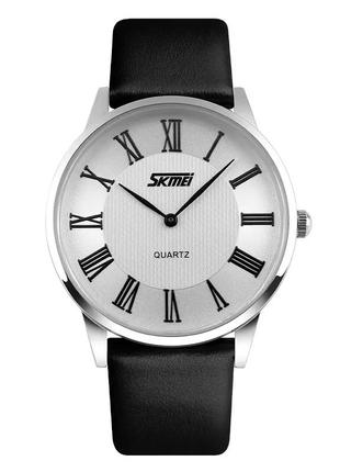 Чоловічий годинник skmei 9092 rome (сріблястий з білим циферблатом)