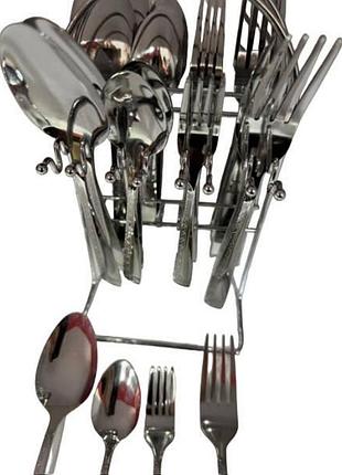 Набор столовых приборов 24 предмета на подставке top kitchen a 24 серебро
