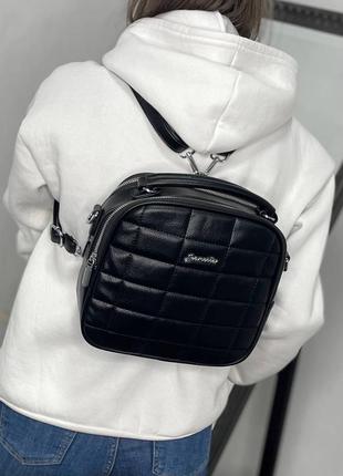 Жіночий шикарний та якісний рюкзак сумка для дівчат чорна2 фото