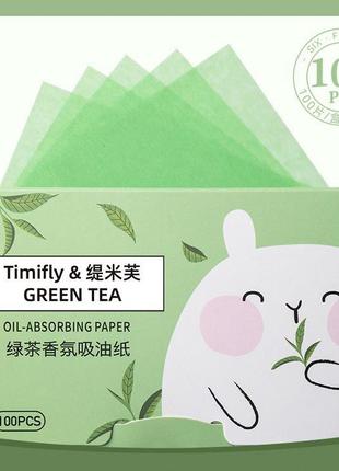 Матуючі серветки для обличчя timifly від жирного блиску з екстрактом зеленого чаю 100 штук