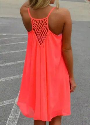 Яркие гелевые розовое оранжевое летние платья5 фото