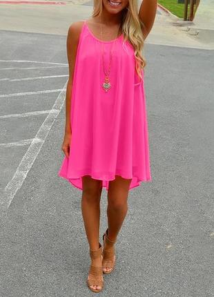 Яркие гелевые розовое оранжевое летние платья4 фото