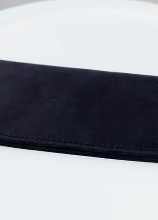 Мужской черное кожаный портмоне, кошелек из натуральной кожи crazy horse на кнопках1 фото