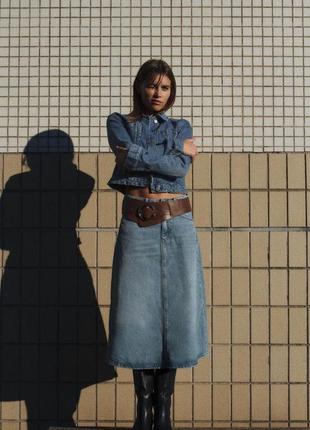 Варенная джинсовая юбка голубая zara new