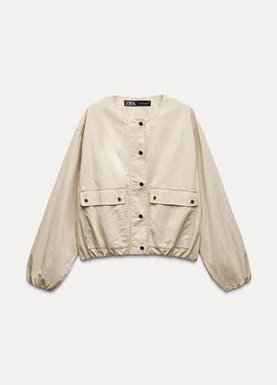 Бежевая куртка с карманами zara new