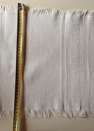Винтаж👌 новая качественная полотняная двусторонняя салфетка, дорожка 33х54 цвета айвори с тканым орнаментом😍👍5 фото