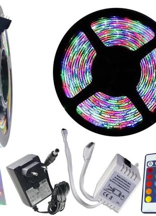 Світлодіодна стрічка багатобарвна 3528 rgb 5 м led з пультом9 фото