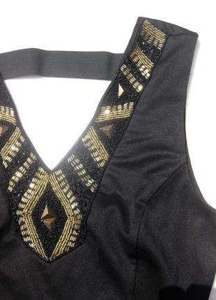 Чёрное элегантное плотное с украшением платье zebra италия4 фото