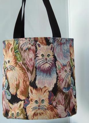 Гобелен сумка шоппер котики