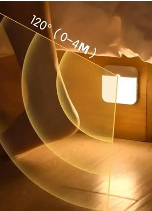 Led світильник з датчиком руху, лампа нічник з акумулятором, освітлення для спальні, сходи з usb, 20 секунд