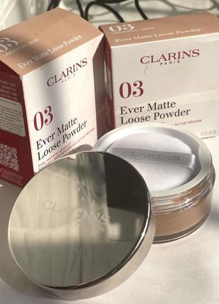 Оригінал. розсипчата легка пудра для обличчя clarins ever matte loose 03 universal deep 15 г