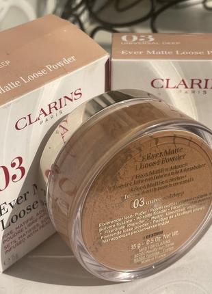 Оригінал. розсипчата легка пудра для обличчя clarins ever matte loose 03 universal deep 15 г3 фото