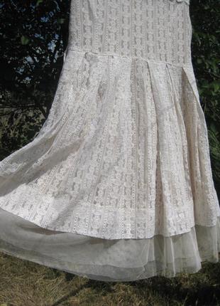 Кремовое ажурное платье3 фото