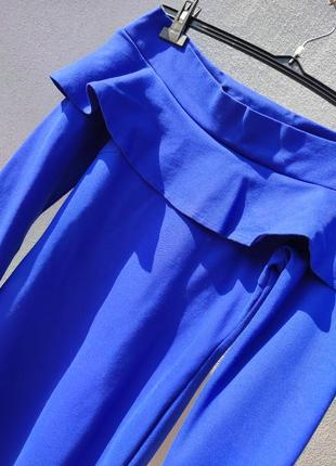 Шикарне синє плаття з відкритими плечима6 фото