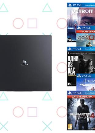 Ігрова приставка playstation 4 pro 1tb (бу) + 5 ігор
