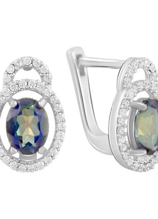 Серебряные серьги silverthin с мистик топазом 1.53ct, фианитами (2118558)