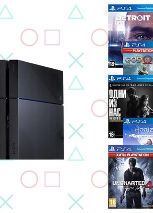 Ігрова приставка playstation 4 500gb (бу) + 5 ігор