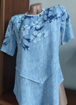 Блуза с цветами креп шифон5 фото