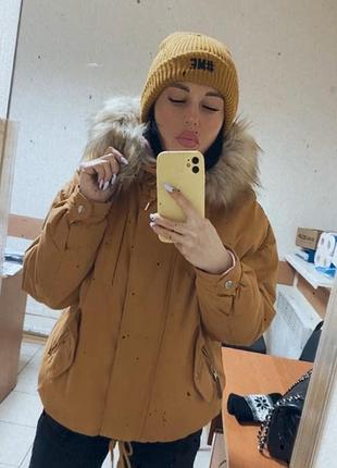 Парка куртка горчичная pull and bear р. s-m
